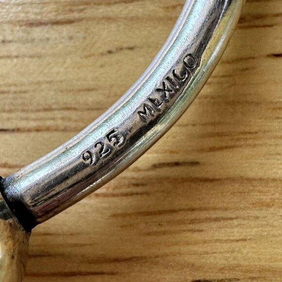 VTG Key Chain Cuff Bracelet Size 6.5 Round Ball Beads Mexico 925‎ Sterling 17.9g - Picture 4 of 5